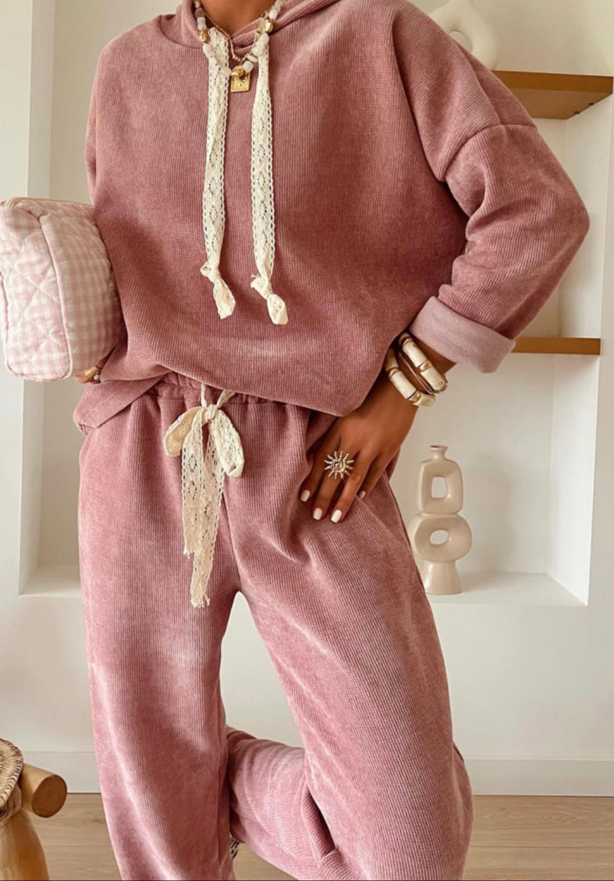 Cord 2 pc Set-Mauve Lace