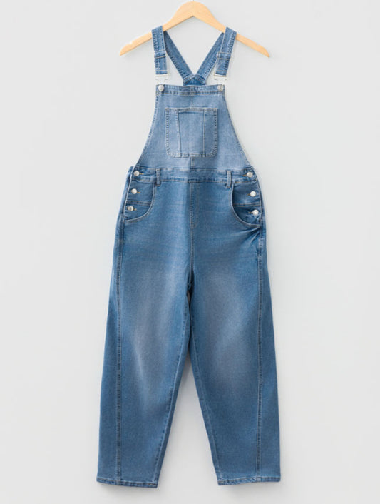 Wide Leg Denim Overalls