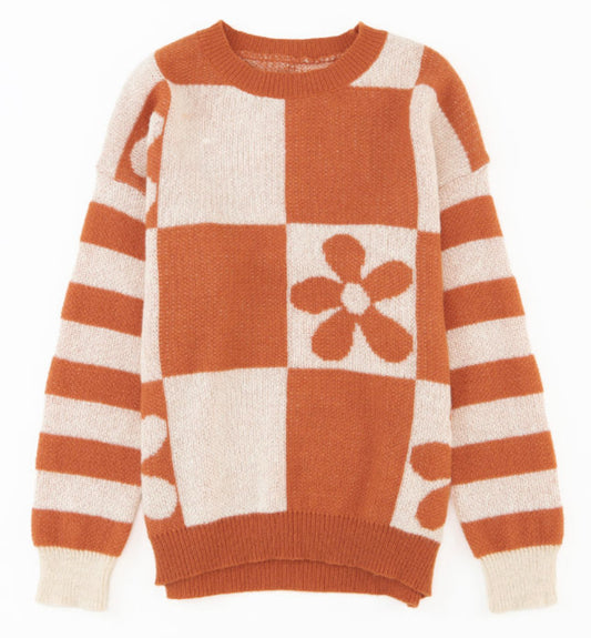 BF: Checkered Daisy Sweater