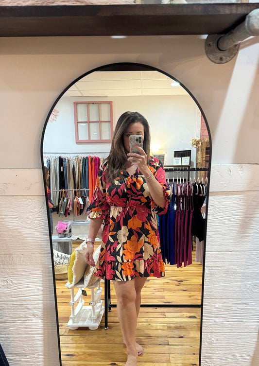Perfectly Pink & Orange Floral Dress