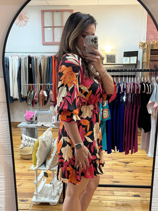 Perfectly Pink & Orange Floral Dress