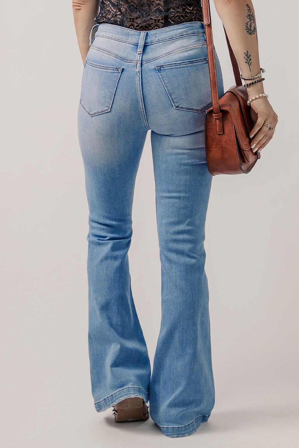 Button Fly Flare Jeans