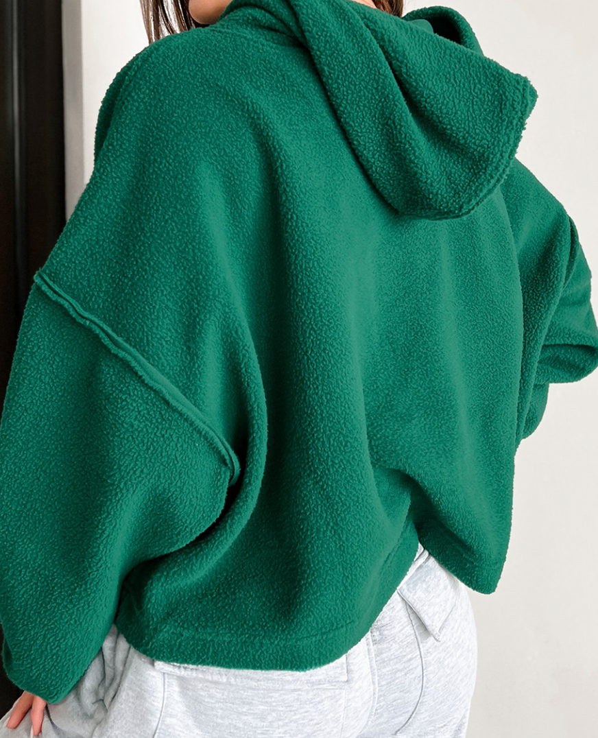 Green Sherpa Fleece Cropped Sweatshirt