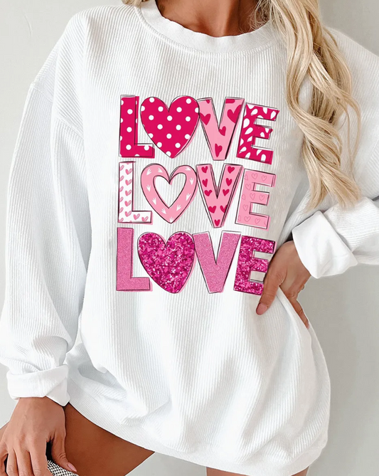 LOVE LOVE LOVE Graphic Cord Sweatshirt