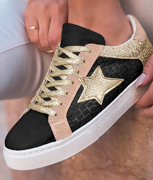 Lace Up Glitter Sneakers