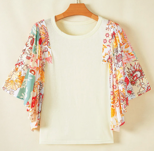 Floral Patchwork Batwing Top