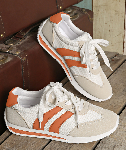 Orange/White Breathable Sneakers