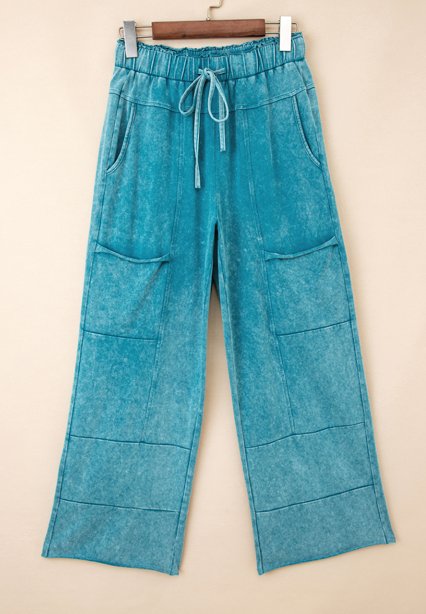 Mineral Washed Wide Leg Pants