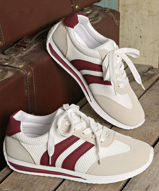 Merlot/White Breathable Sneakers