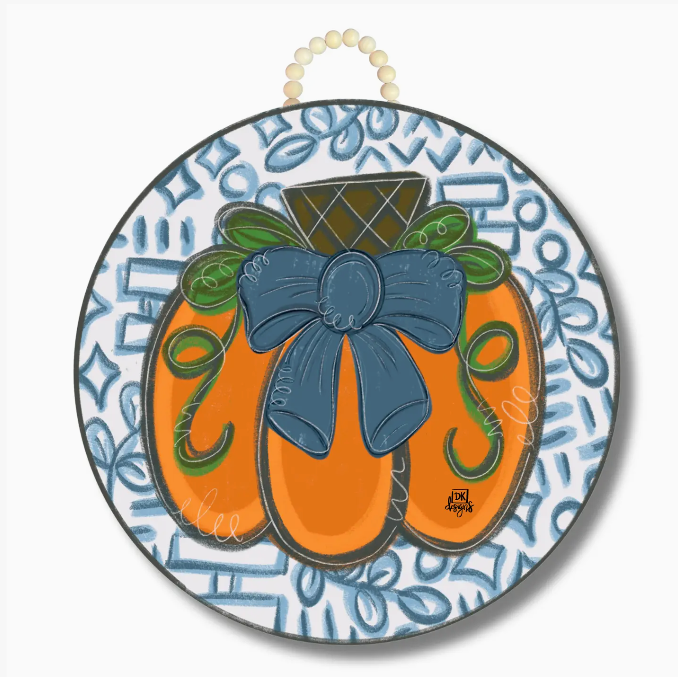DKD Blue Bow Pumpkin Hanger