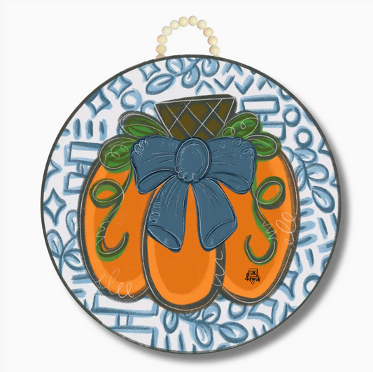DKD Blue Bow Pumpkin Hanger