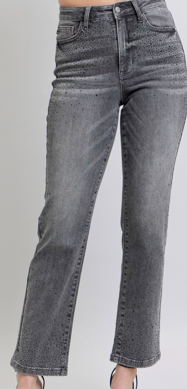 Washed Black Rhinestone Jeans-Judy Blue