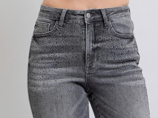 Washed Black Rhinestone Jeans-Judy Blue