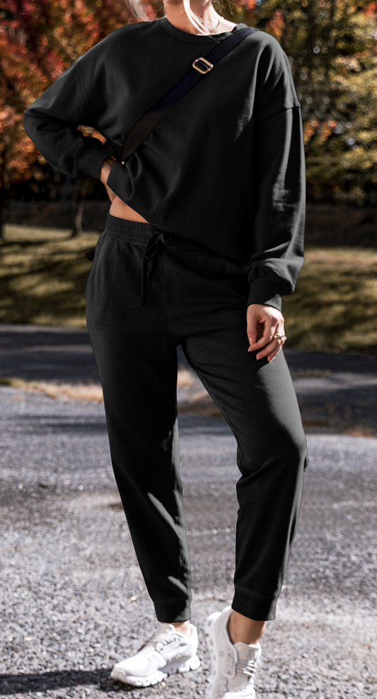 Black 2 pc Loungewear Set