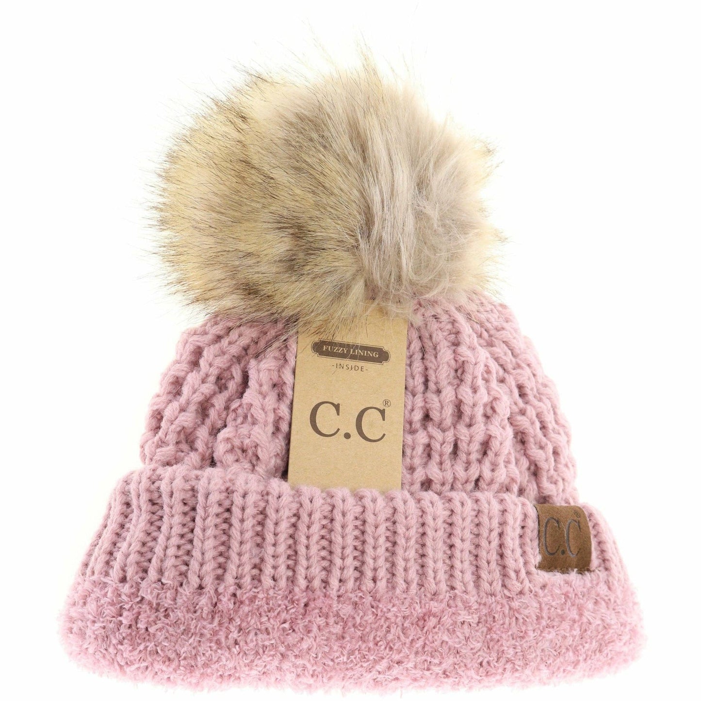 C.C Beanie Waffle Stitch w/Pom Pom