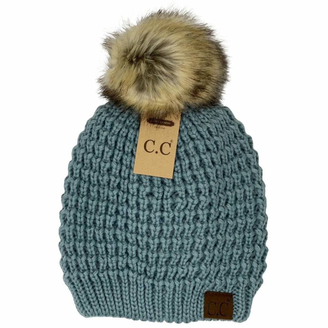 C.C Beanie Waffle Stitch w/Pom Pom