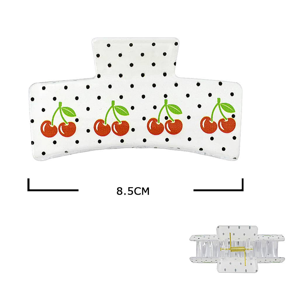 Sensibling Corp. - 12PCS - Cherry Polka Dot Printed Hair Claw Clips
