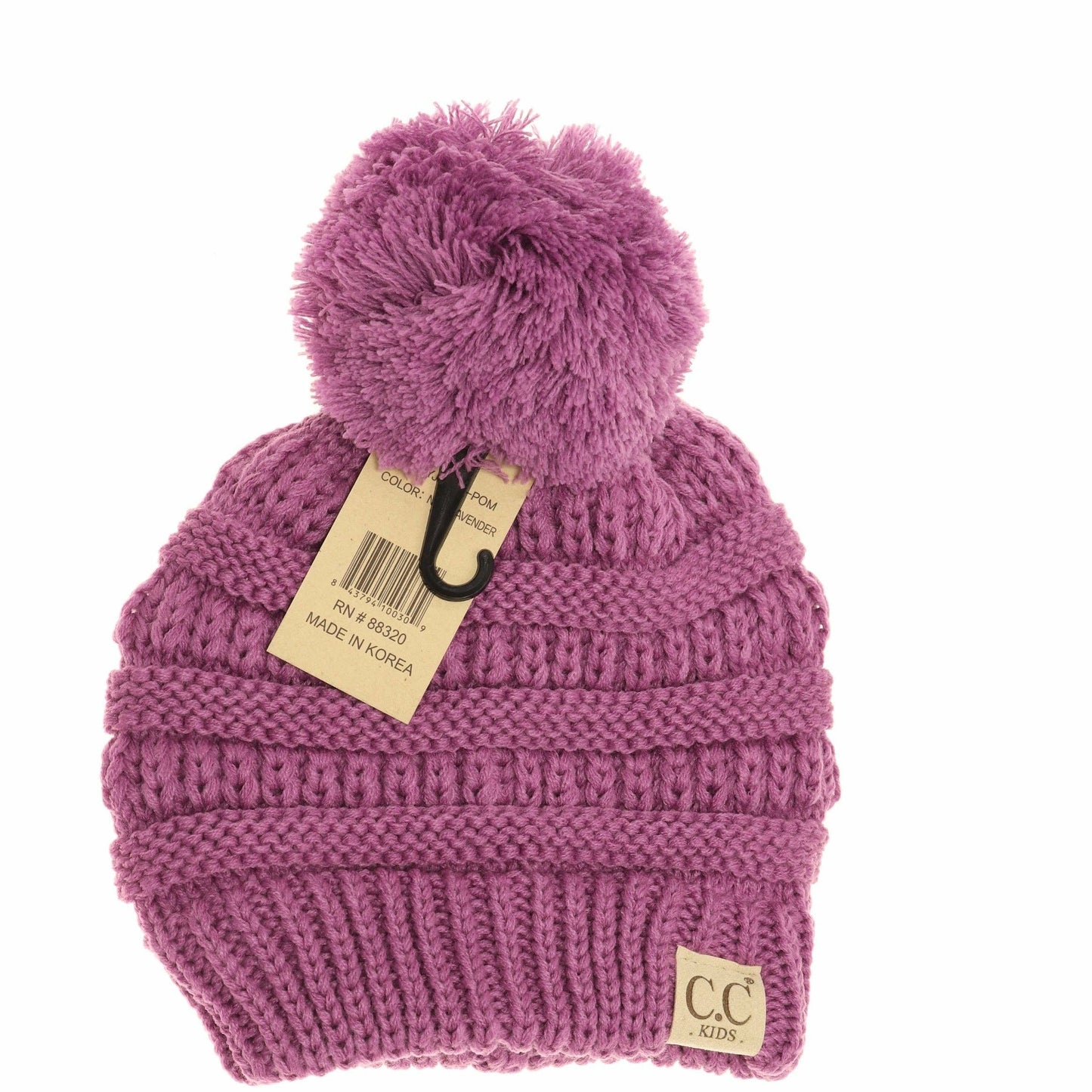 Kids Solid Pom CC Beanie