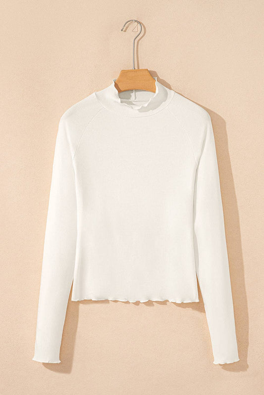 Lettuce Trim High Neck-White