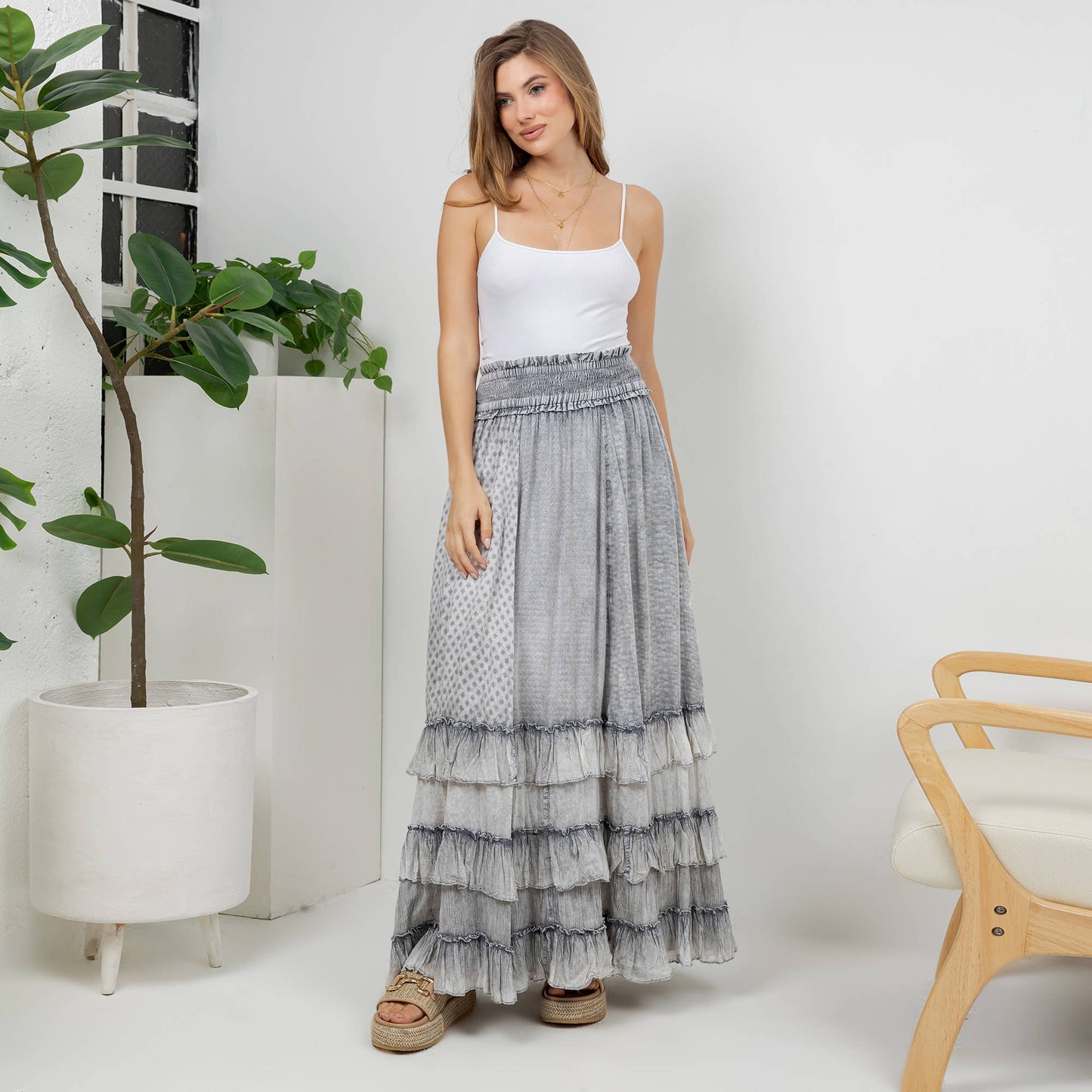 Ruffled Tiered Maxi Skirt