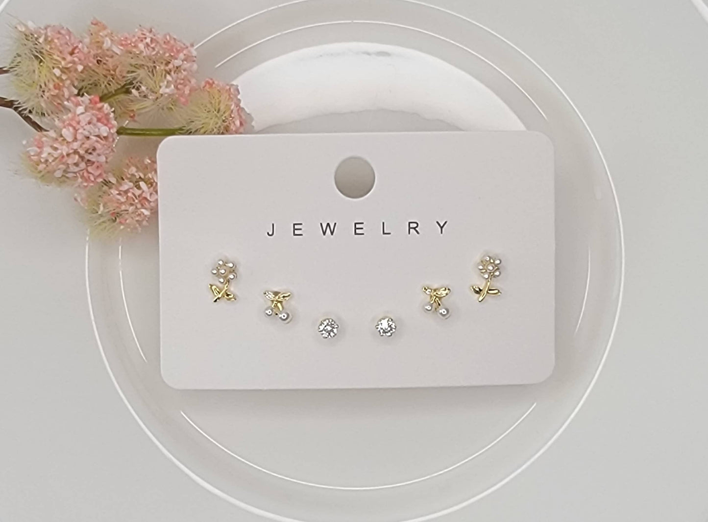 BETTYOH INC - THREE PAIR MINI CHERRY STYLE STUD EARRINGS.