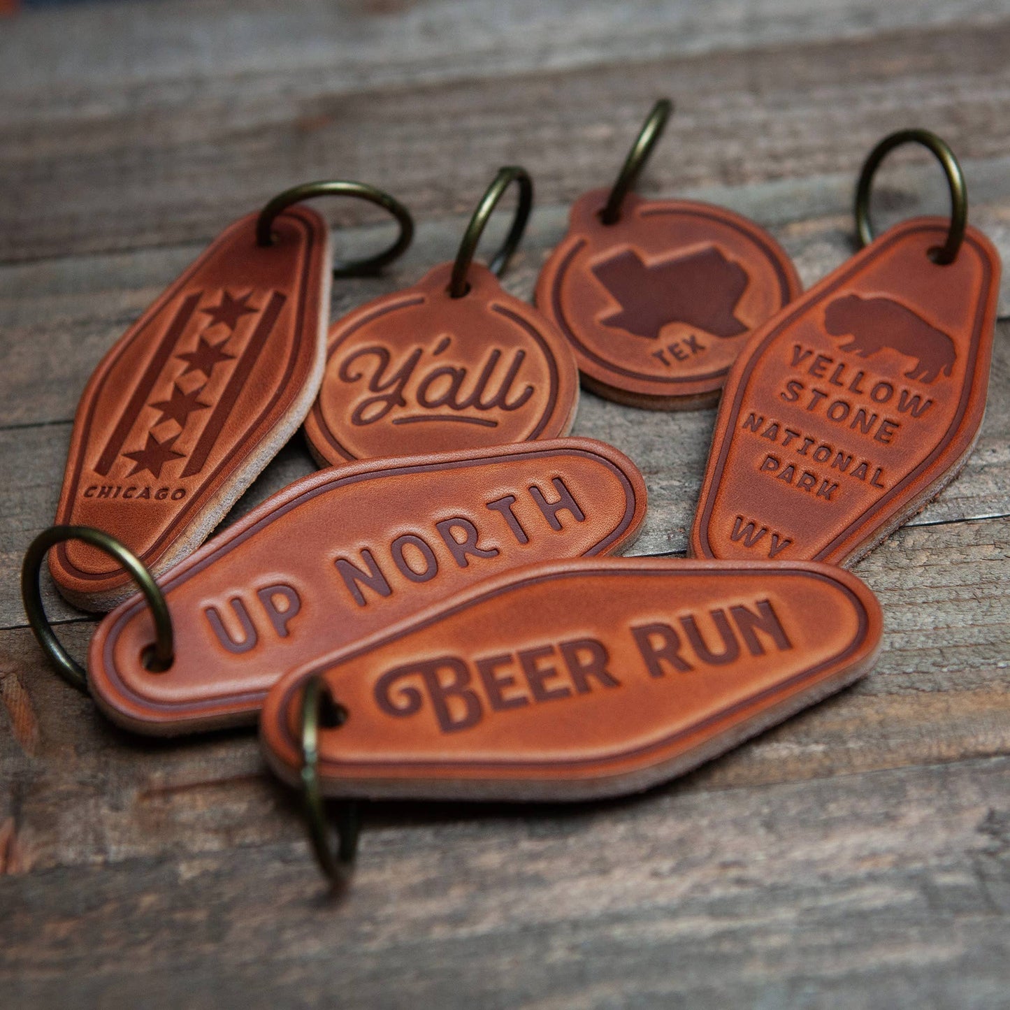 Lake House Leather Keychain