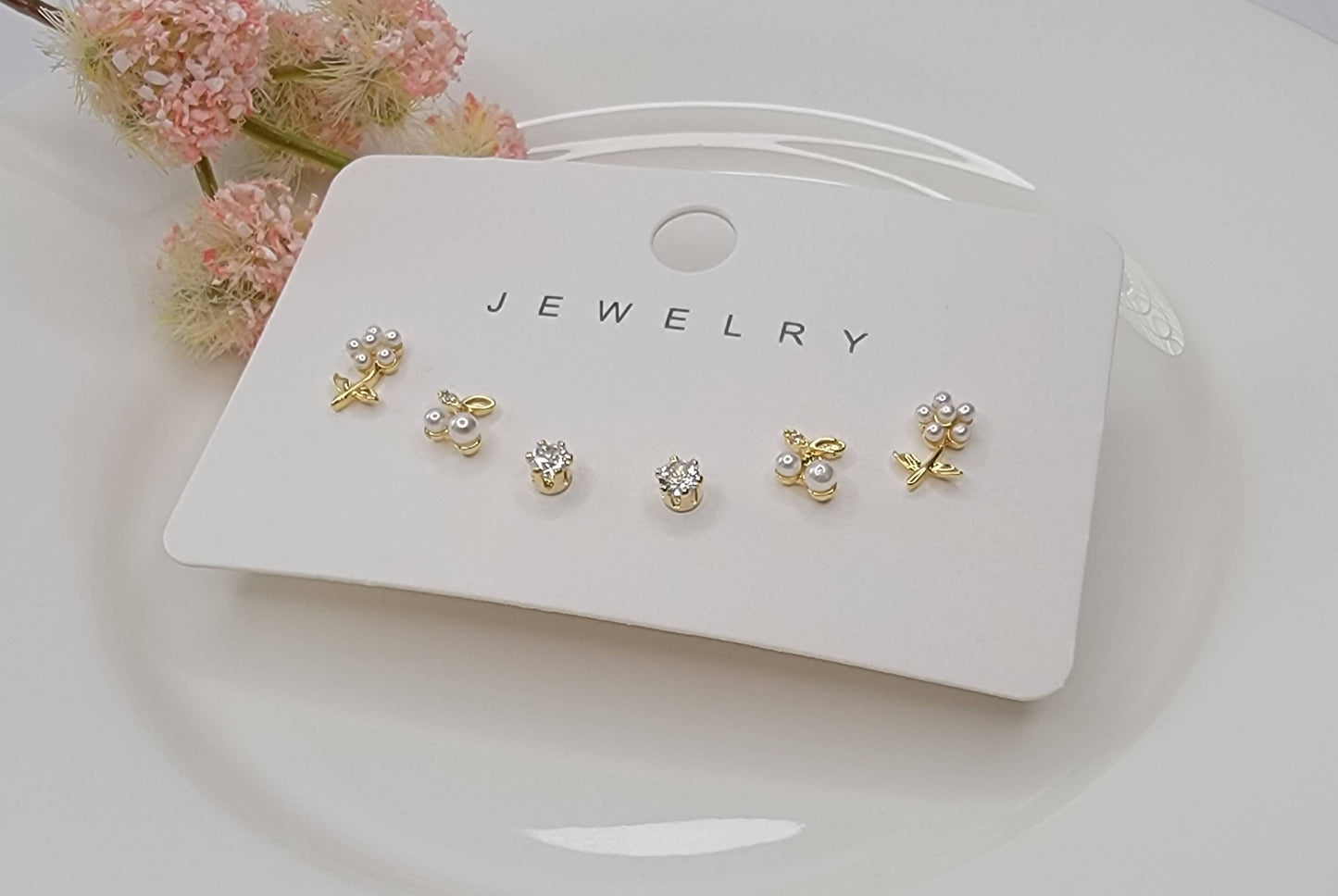 BETTYOH INC - THREE PAIR MINI CHERRY STYLE STUD EARRINGS.