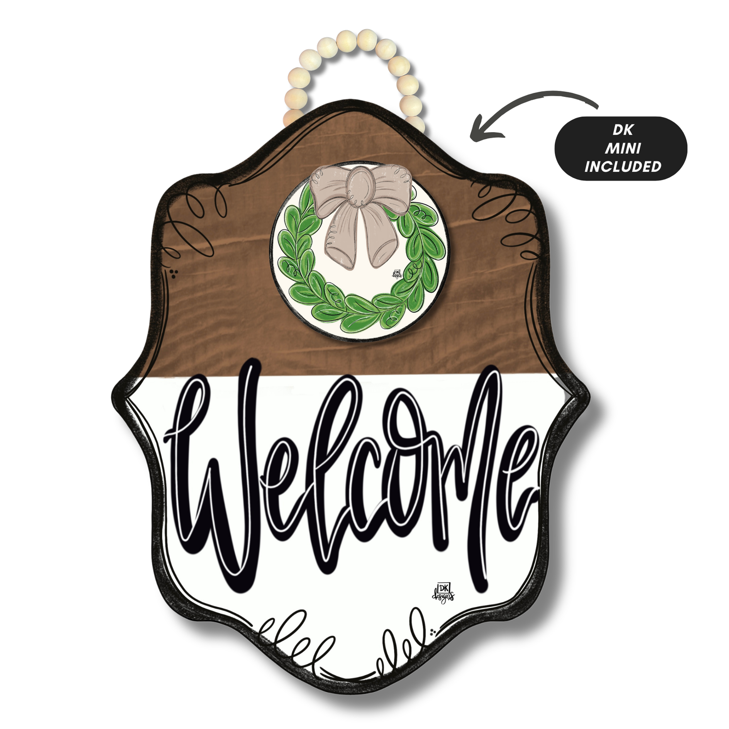 DK Designs Georgia - Stain Bloom "Welcome" Hanger + Mini