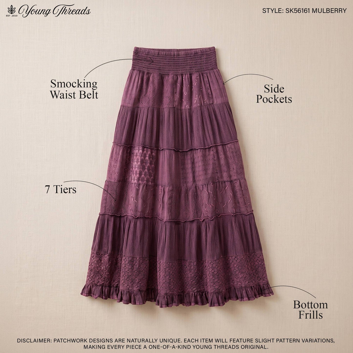 Tiered Lace Tiered Maxi Skirt-Basil