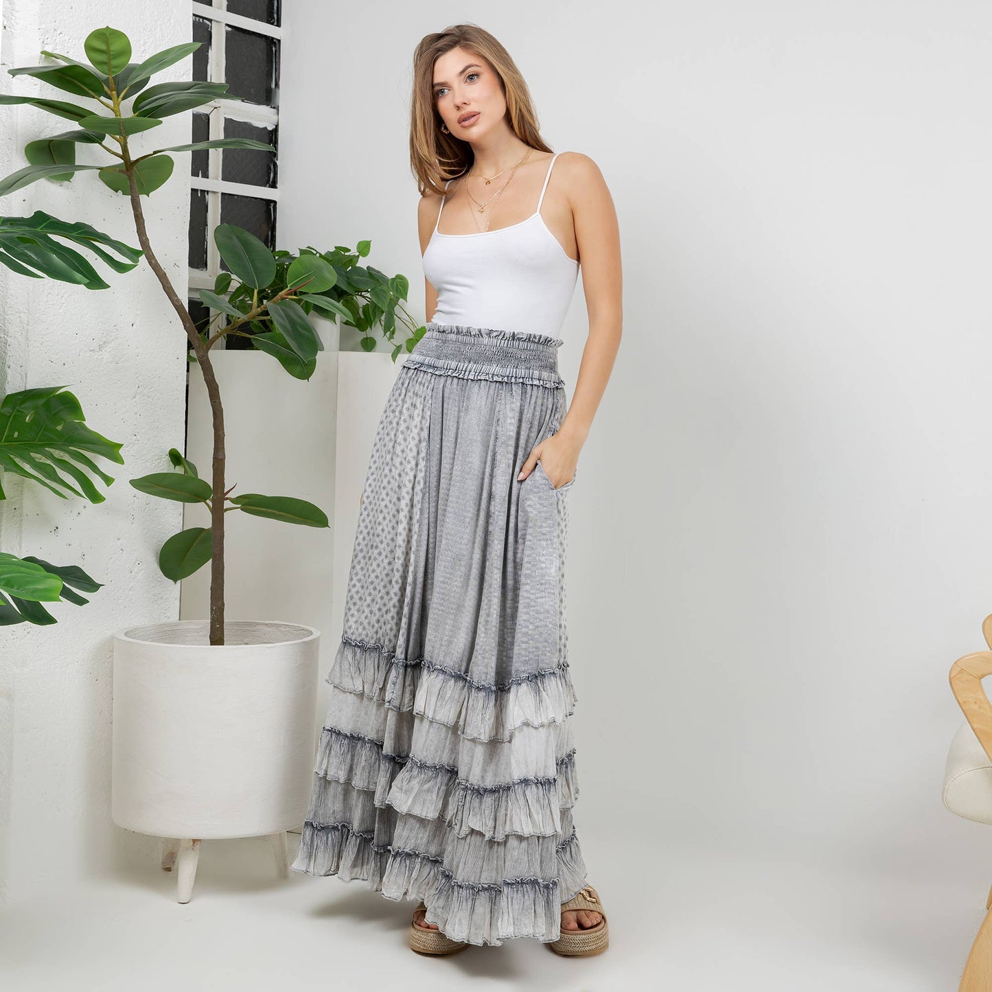 Ruffled Tiered Maxi Skirt