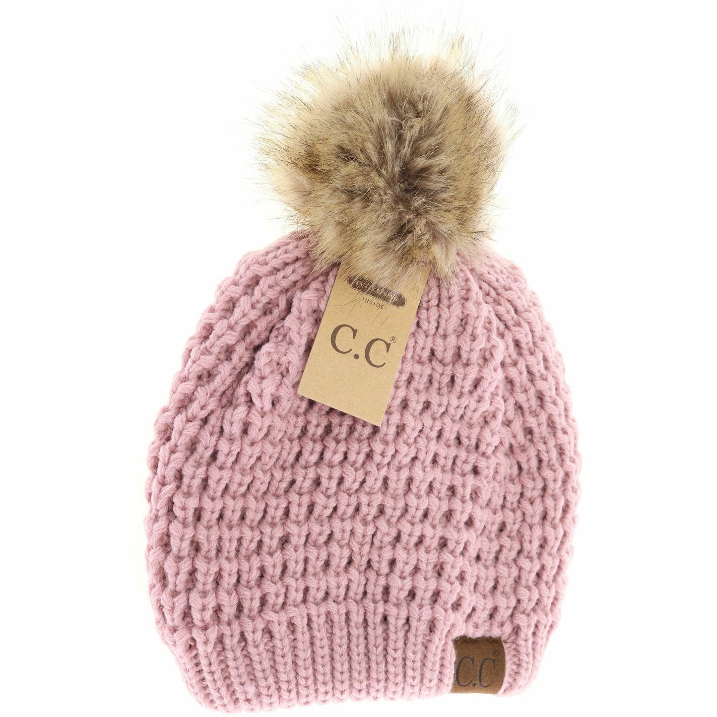 C.C Beanie Waffle Stitch w/Pom Pom