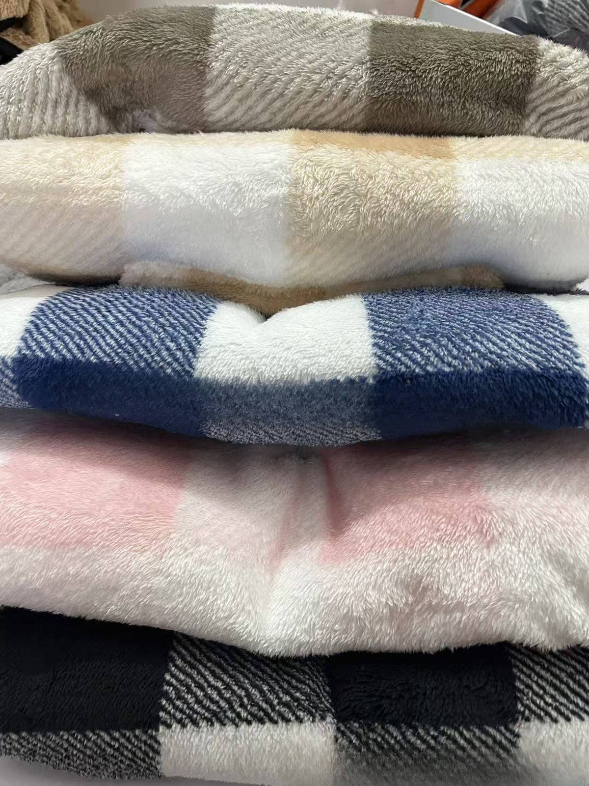 HIDDENBRAND - Pocket zip pullover plaid teddy sweatshirt