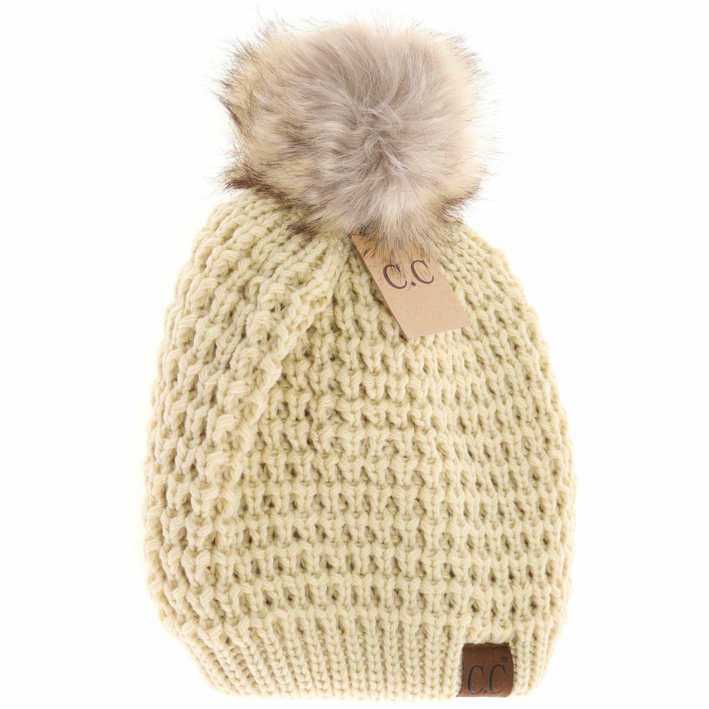 C.C Beanie Waffle Stitch w/Pom Pom