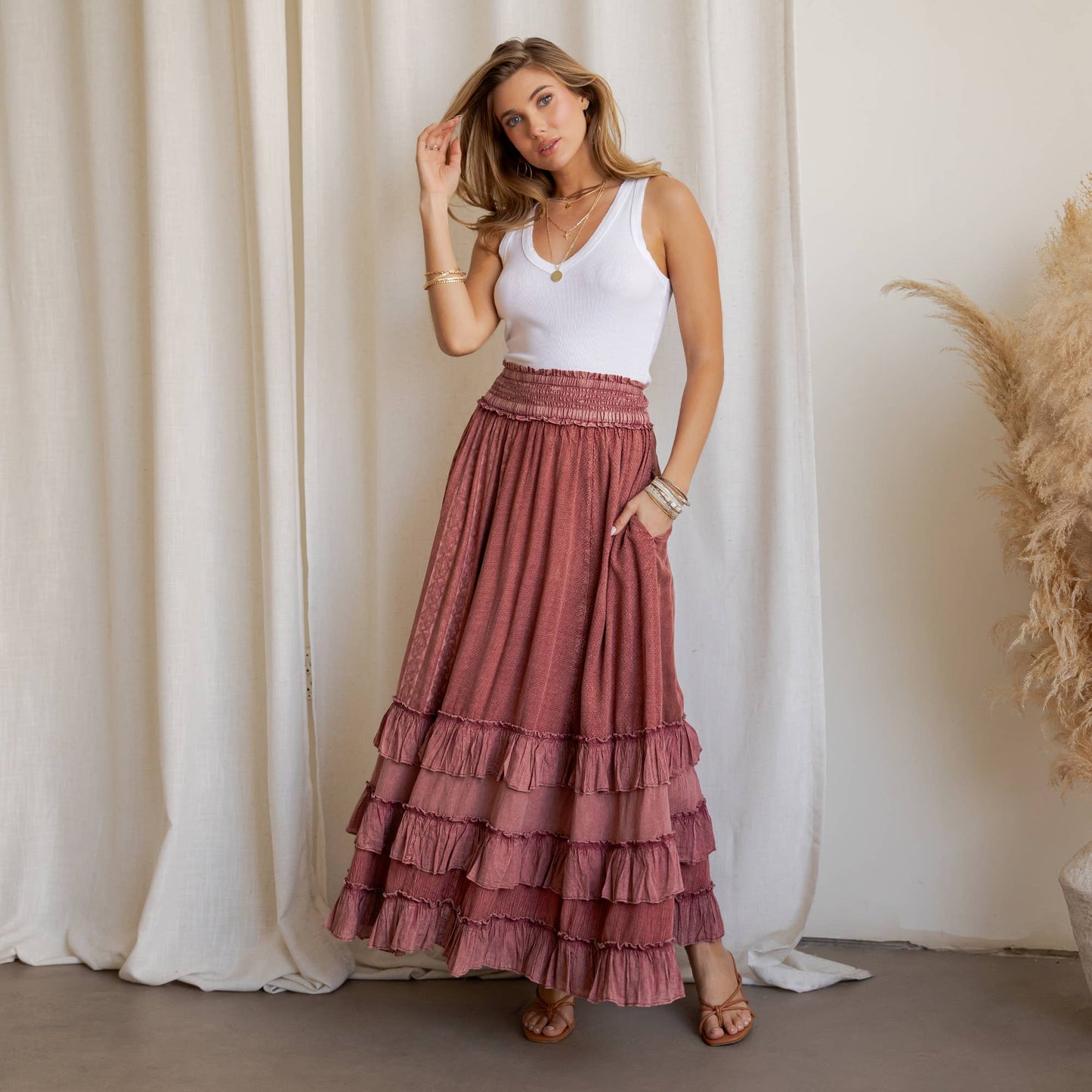 Ruffled Tiered Maxi Skirt