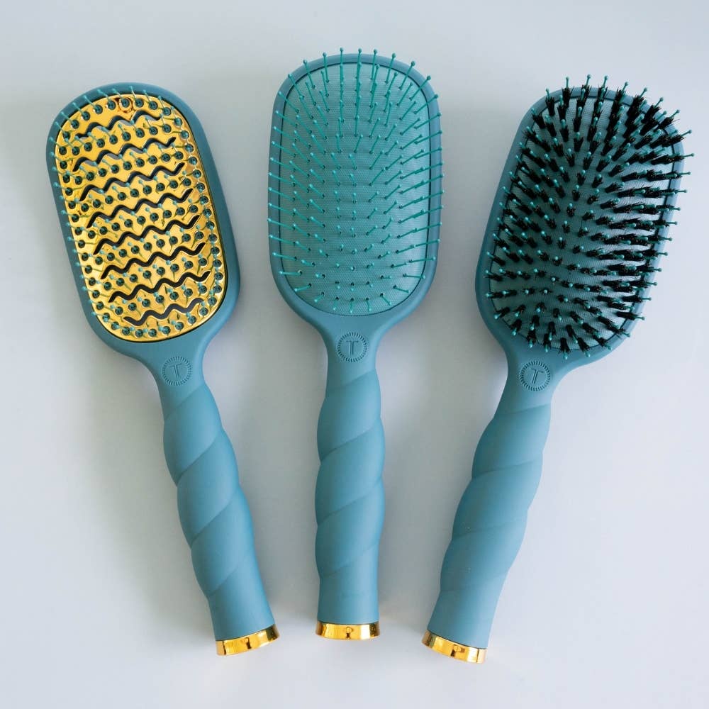 TELETIES - Boar Bristle Hair Brush - Teal With It