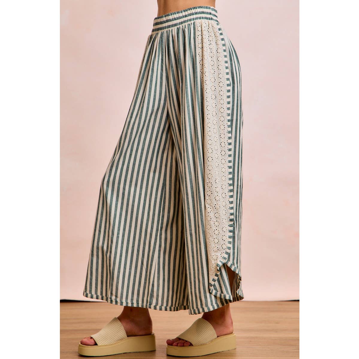 Wide Leg Pants w/eyelet lace